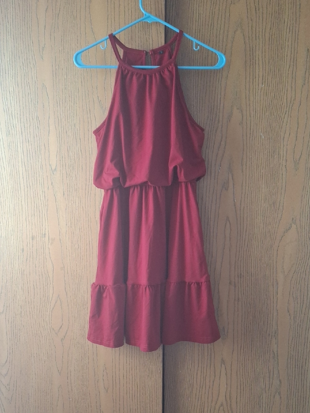 Girls' Sleeveless Red Halter Dress